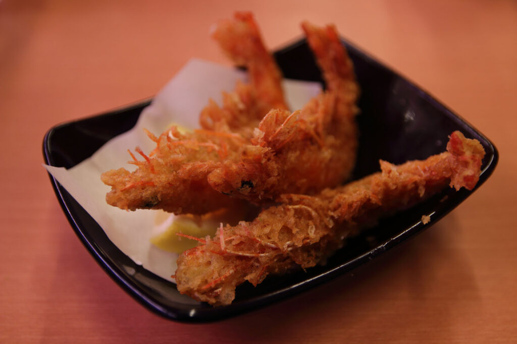 まるごと海老の柚子こしょう天ぷら