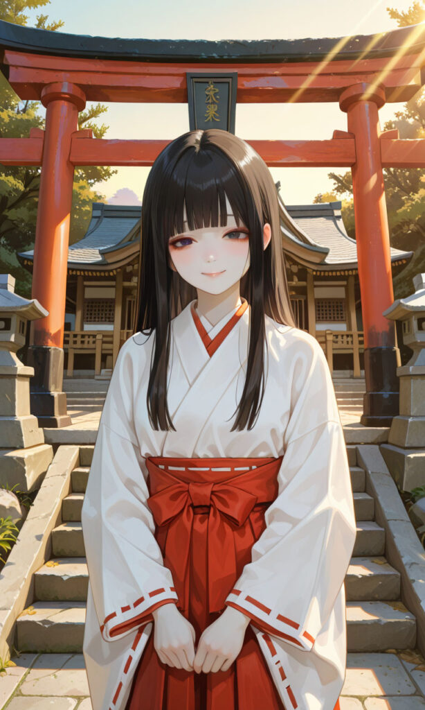 【夜明】朝日を迎える巫女