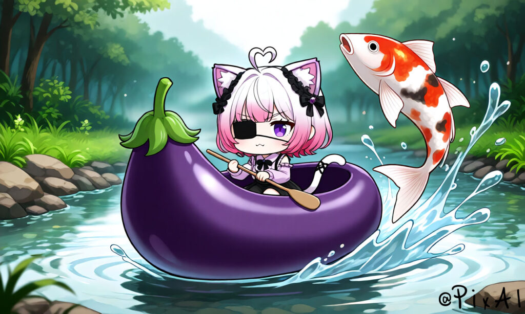 Mio’s River Journey on an Eggplant Boat