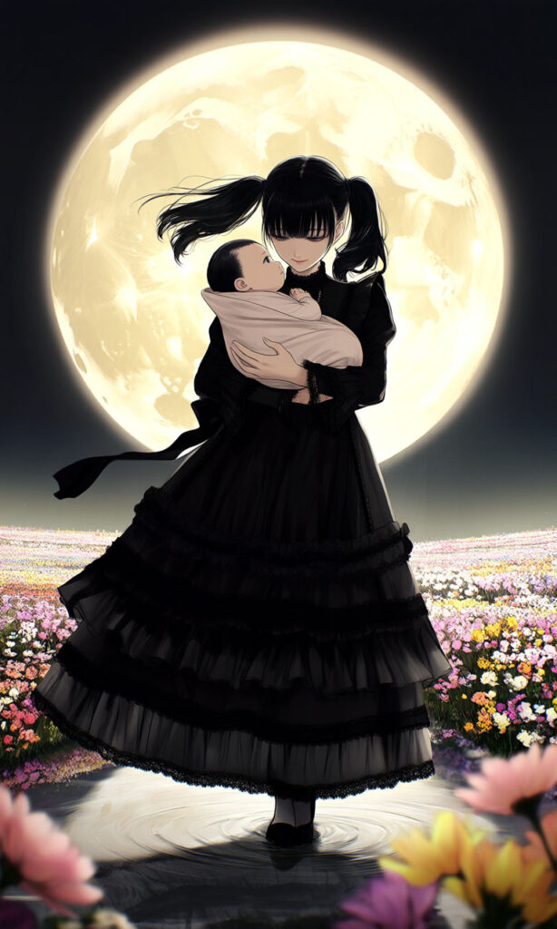 Golden Moon – A Girl Cradling New Life