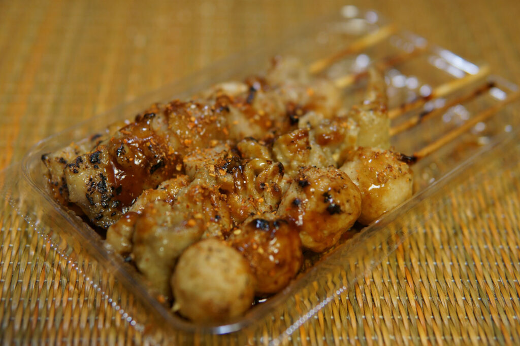 炭火焼鳥（タレ）5本（もも、つくね、ねぎま、皮）
